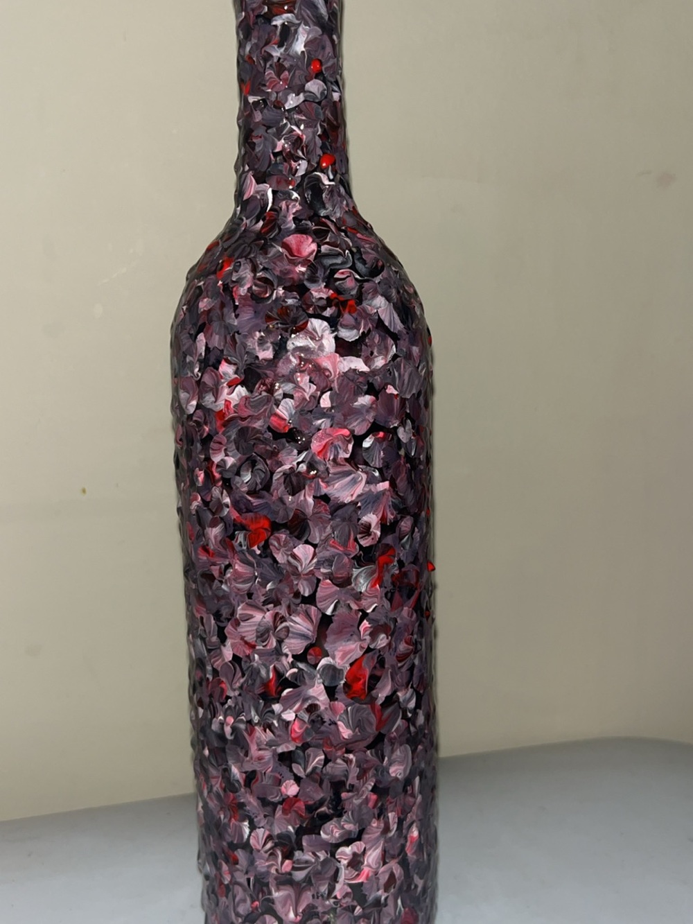 Hand-Painted Decorative Bottle Vase in Purple and Red